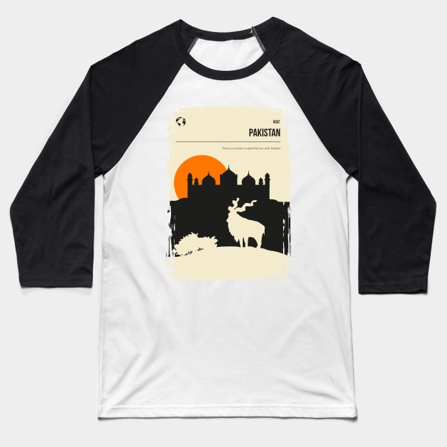 Pakistan Vintage Minimal Book Cover Markhor Travel Poster Baseball T-Shirt by jornvanhezik